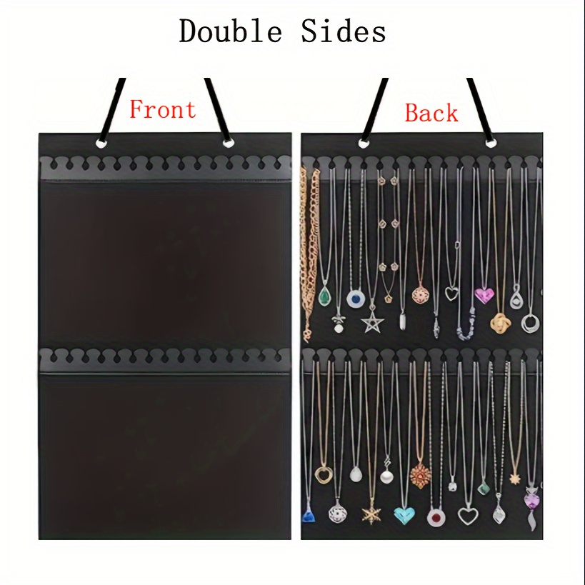 Boxy Concepts Necklace Organizer - 2 Pack - Easy-Install 10.5x1.5 Hanging  Holder Wall Mount with 10 Necklace Hooks - Beautiful Necklace Hanger also