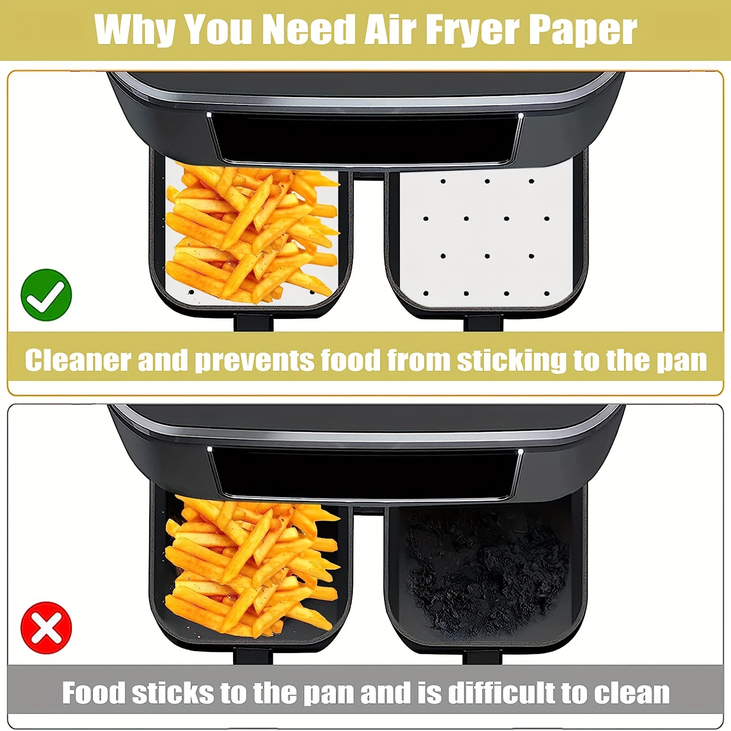 Ninja Air Fryer Liners Disposable, Ninja Dual Air Fryer Liners,150PCS  Rectangle Air Fryer Accessories,Baking Parchment Paper Liners for Ninja  DZ201