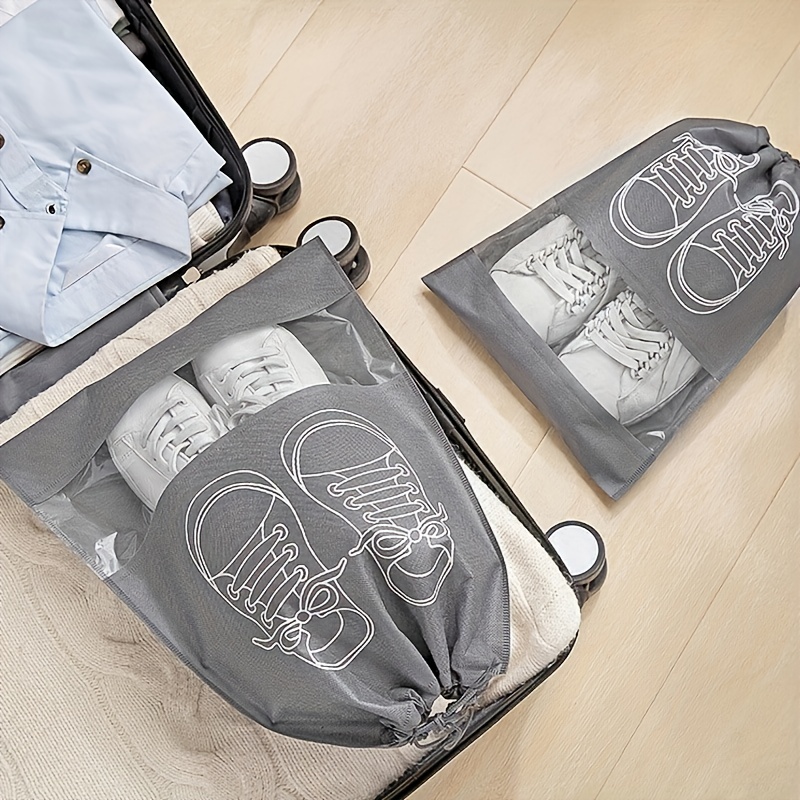 18 bolsas de viaje para zapatos, bolsas de almacenamiento portátiles  transparentes para el hogar, a prueba de polvo, tela no tejida con cordón,  bolsas