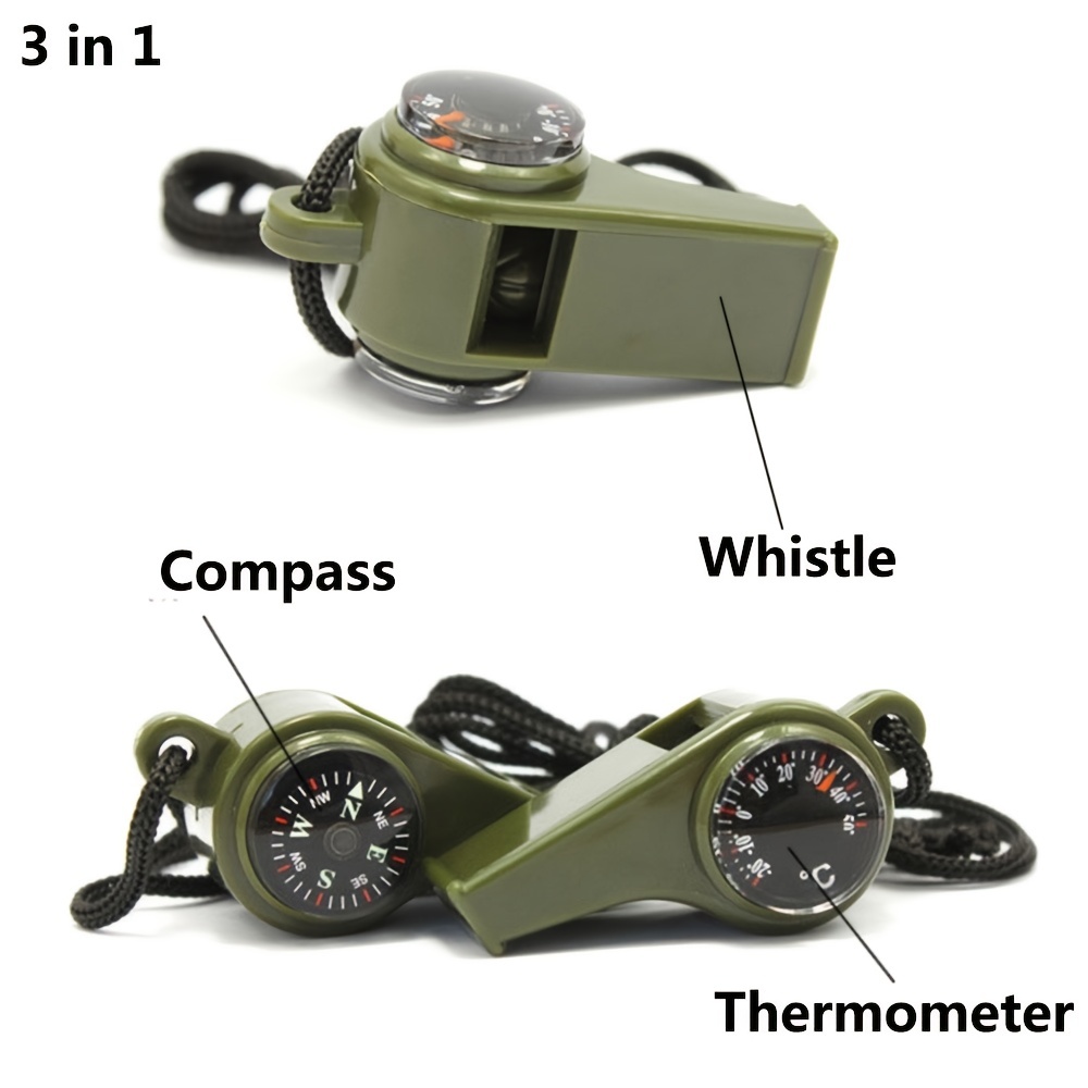 1pc Outdoor Whistle Compass Thermometer 3 In 1 Camping Hiking