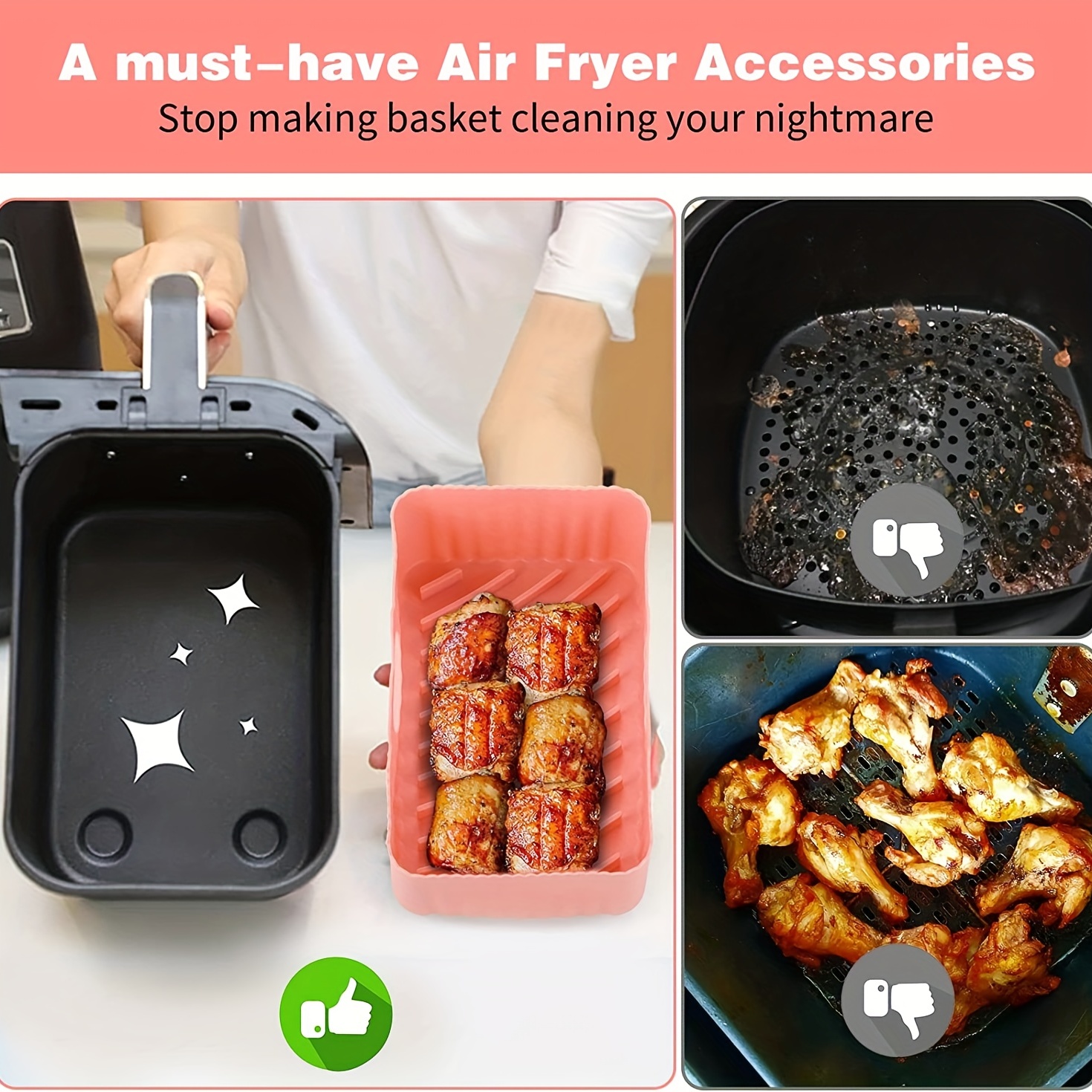 2 Pack Silicone Air Fryer Liner, Air Fryer Silicone Pot Reusable Air Fryer  Silicone Liner Home Kitchen Air Fryer Silicone Liners for Ninja and Most  Dual Air Fryer 19.5*12.7*7 cm/7.67*5*2.75 inches - Yahoo Shopping