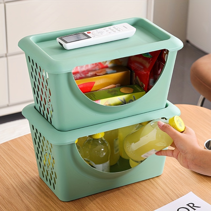 Plastic Snack Storage Basket, Storage Organizer For Shelf
