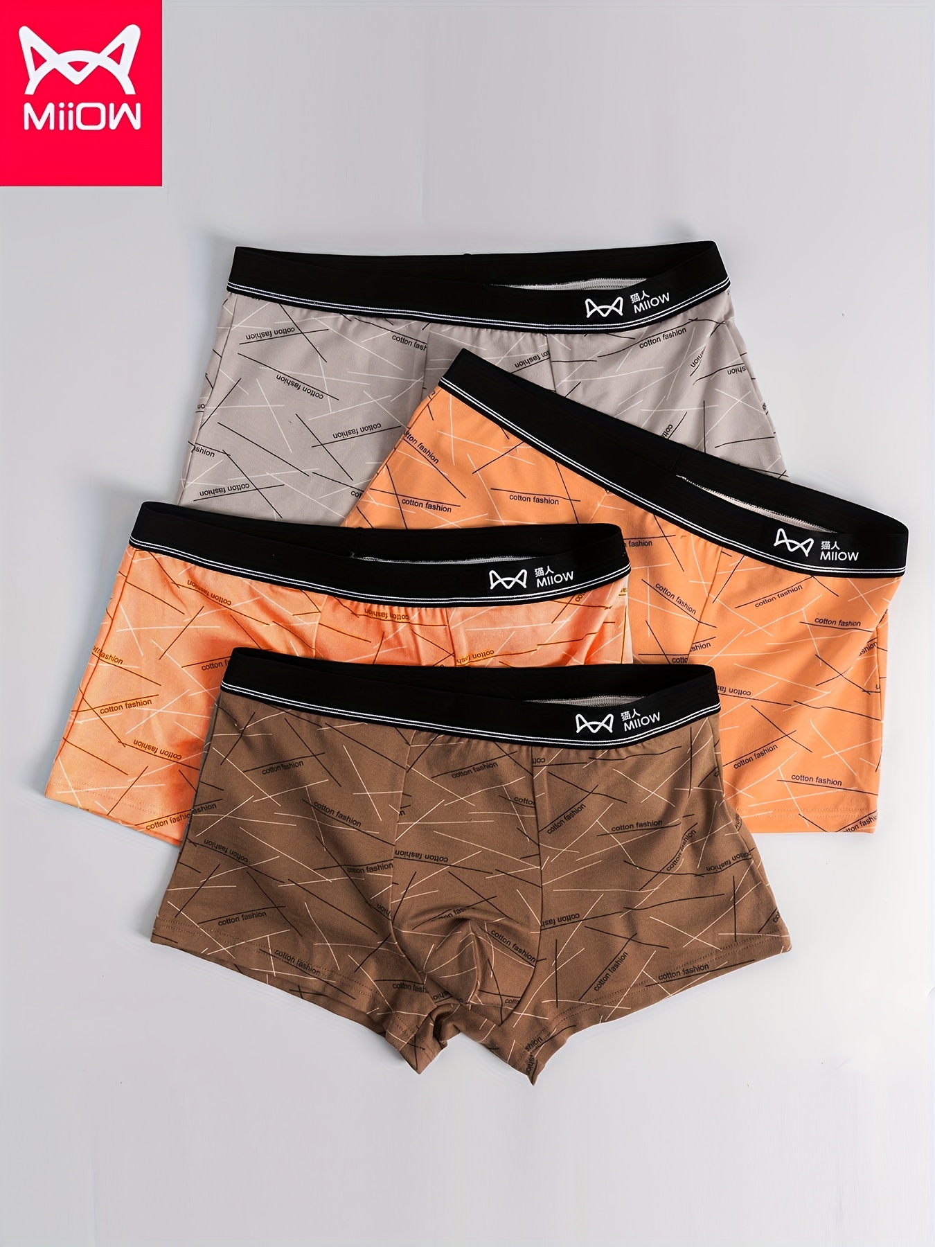 Compre MIIOW 4Pcs Early Autumn Men Underwear Print Refrescante Man