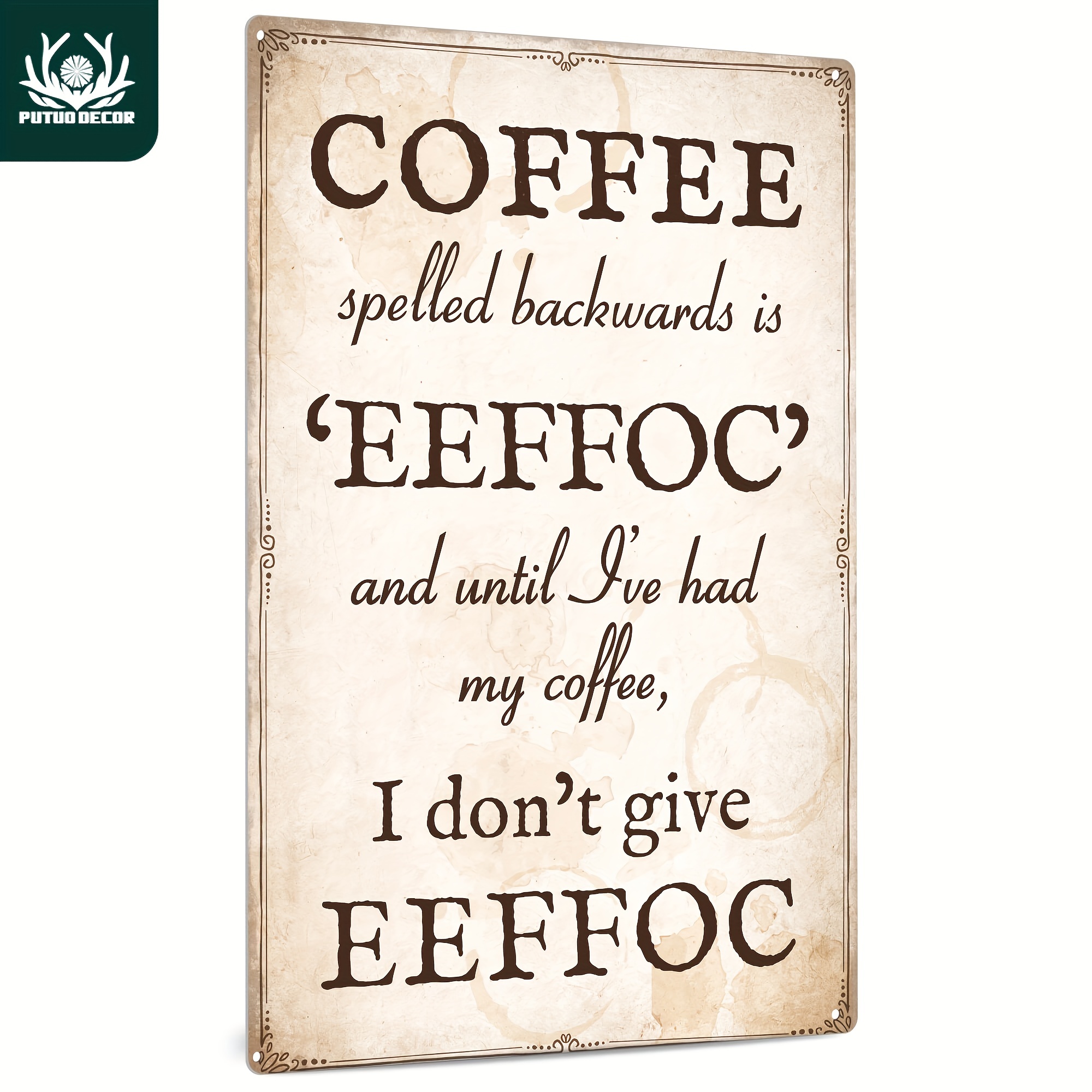 

1pc, Eeffoc Coffee Metal Tin Sign - Vintage Plaque Decor For Home, Restaurant, Bar, Cafe, Garage - Water-proof And Dust-proof