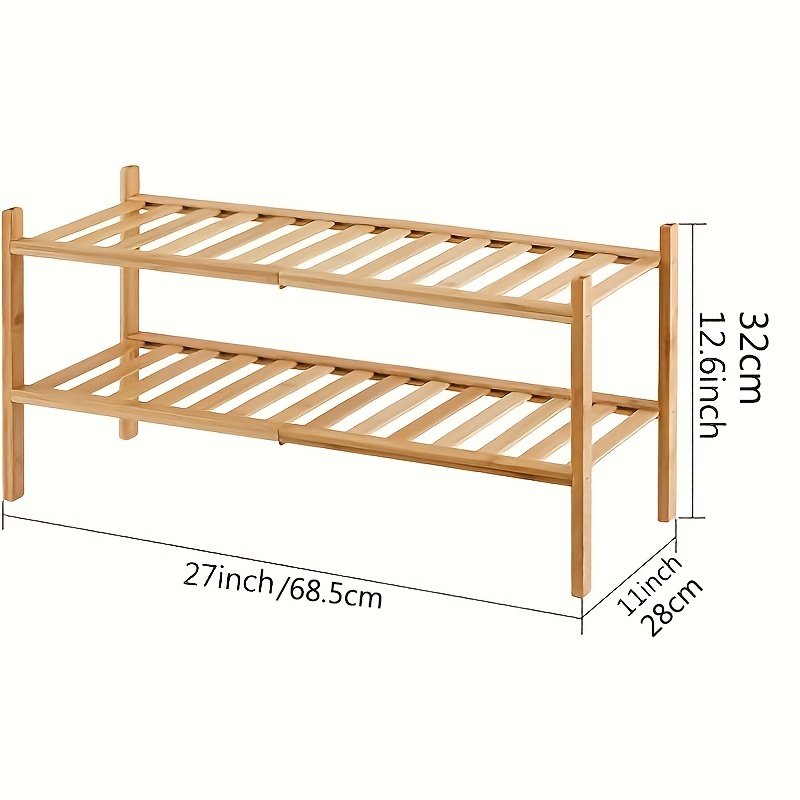 Foldable Double layer Bamboo Shoe Rack For Indoor And - Temu
