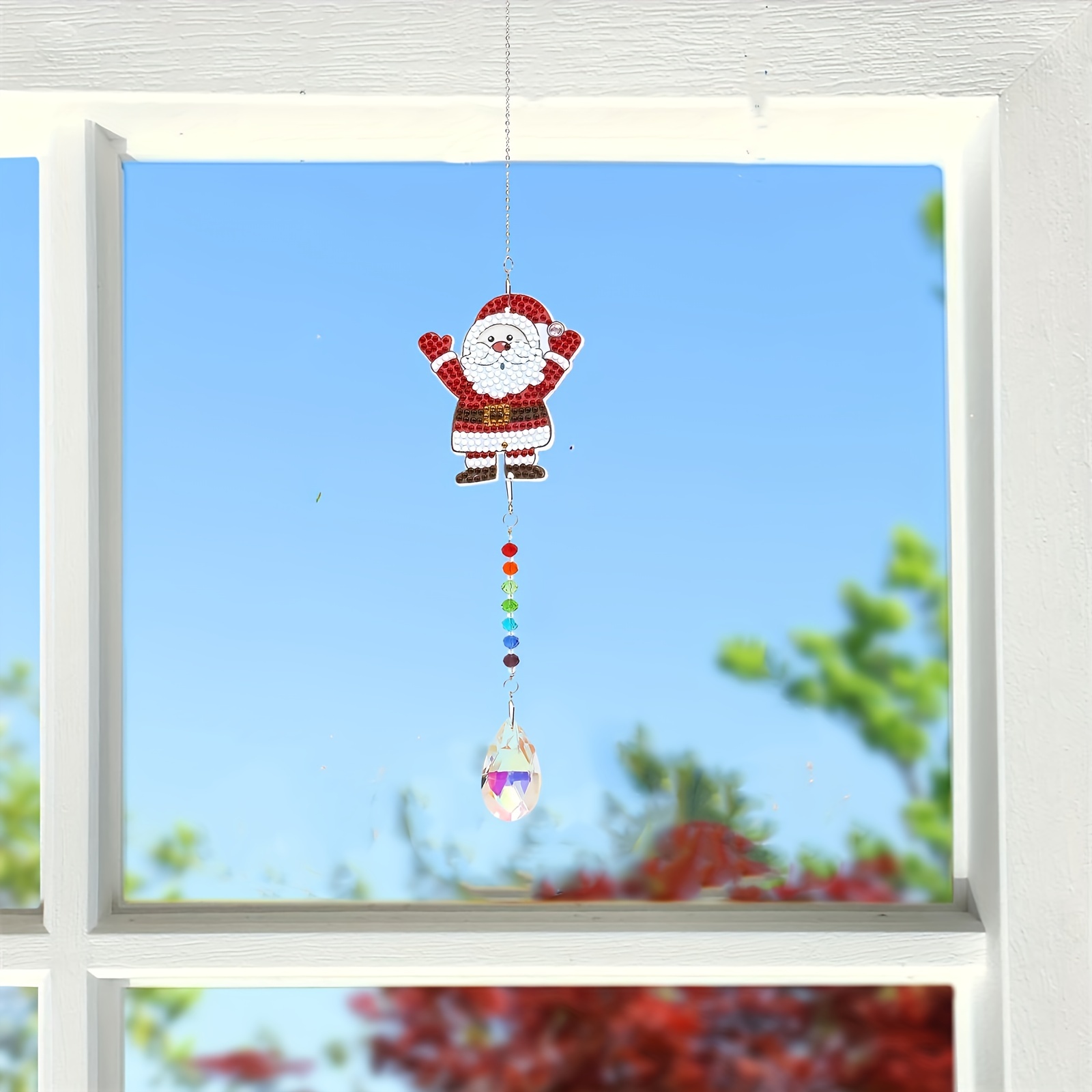 Diy Santa Claus Diamond Painting Suncatcher Wind Chimes Size - Temu