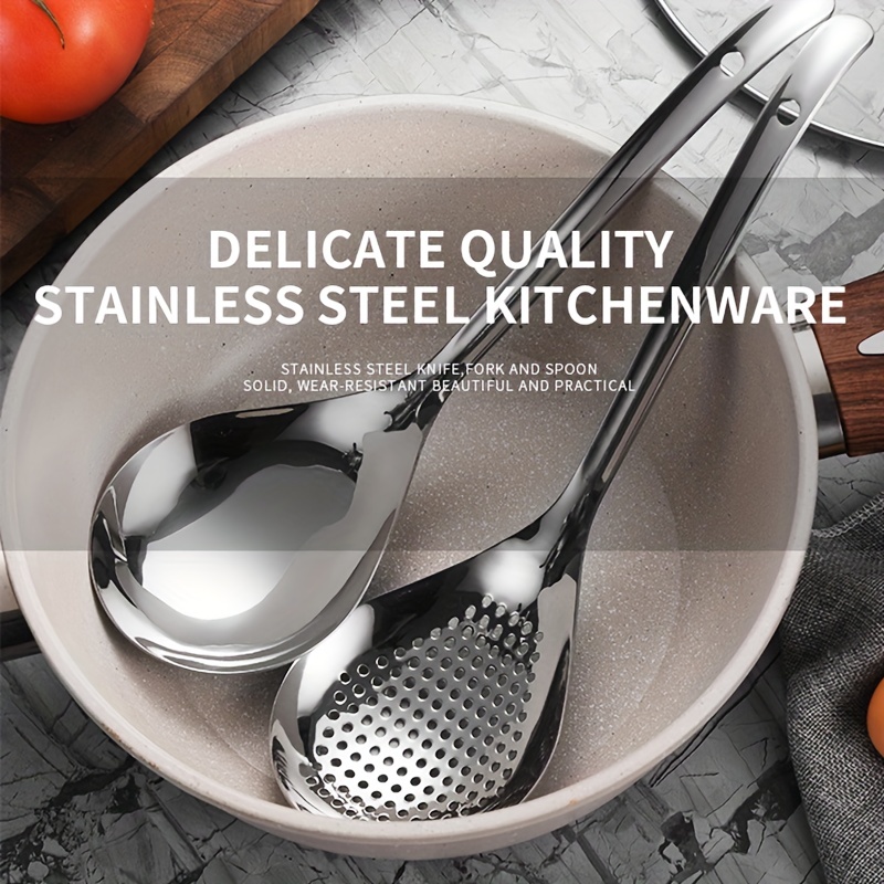 Premium Stainless Steel Soup Ladle Strainer Skimmer And - Temu