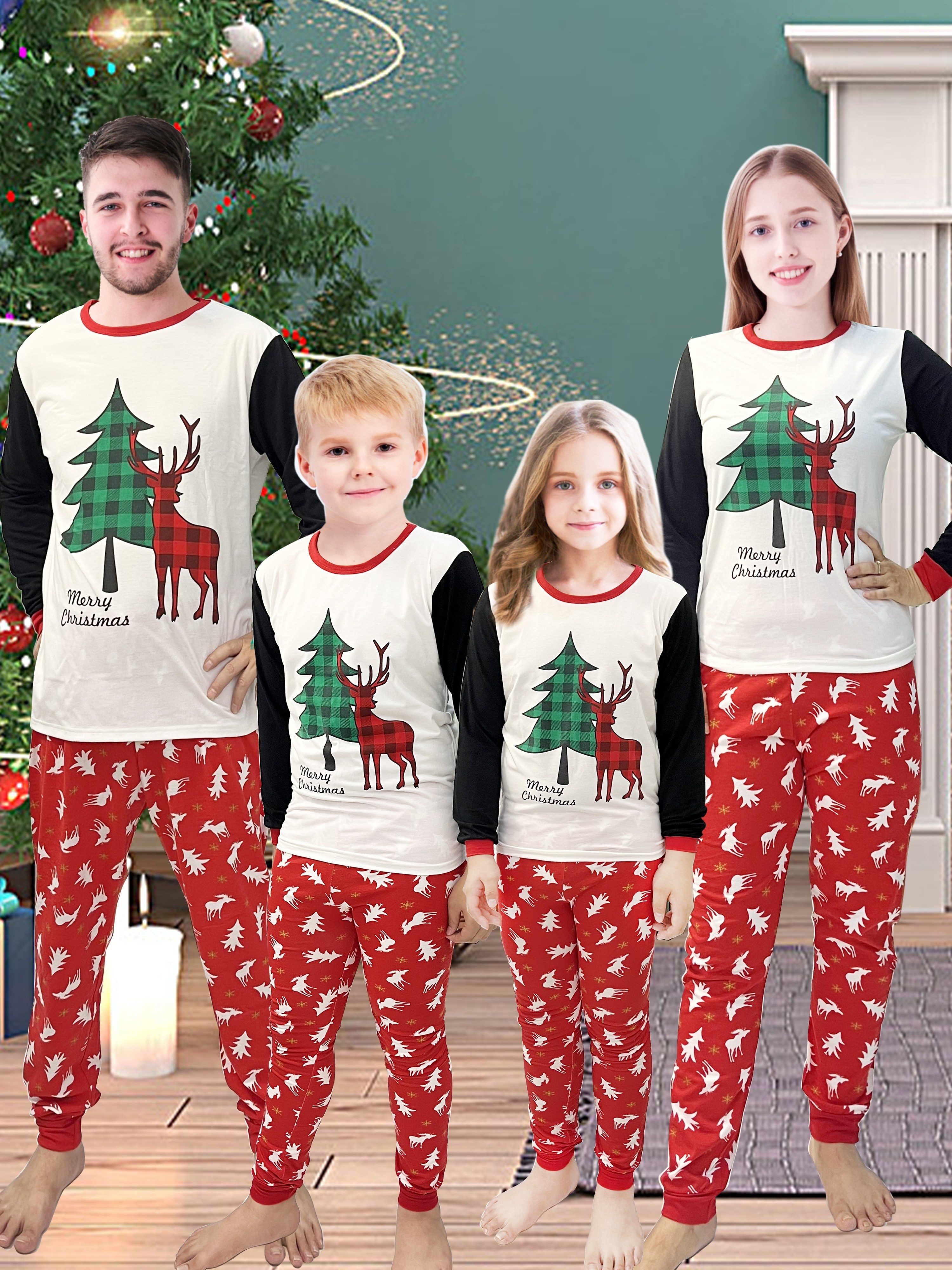 Men's Green Plaid Family Pajama Sets Christmas Pajama Sets - Temu