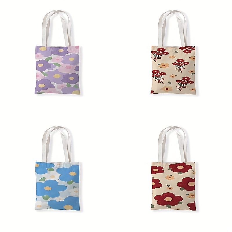 Flower Totem Pattern Canvas Shoulder Bag, Aesthetic Mandala Travel Beach  Tote Bag, Reusable Grocery Shopping Bag - Temu