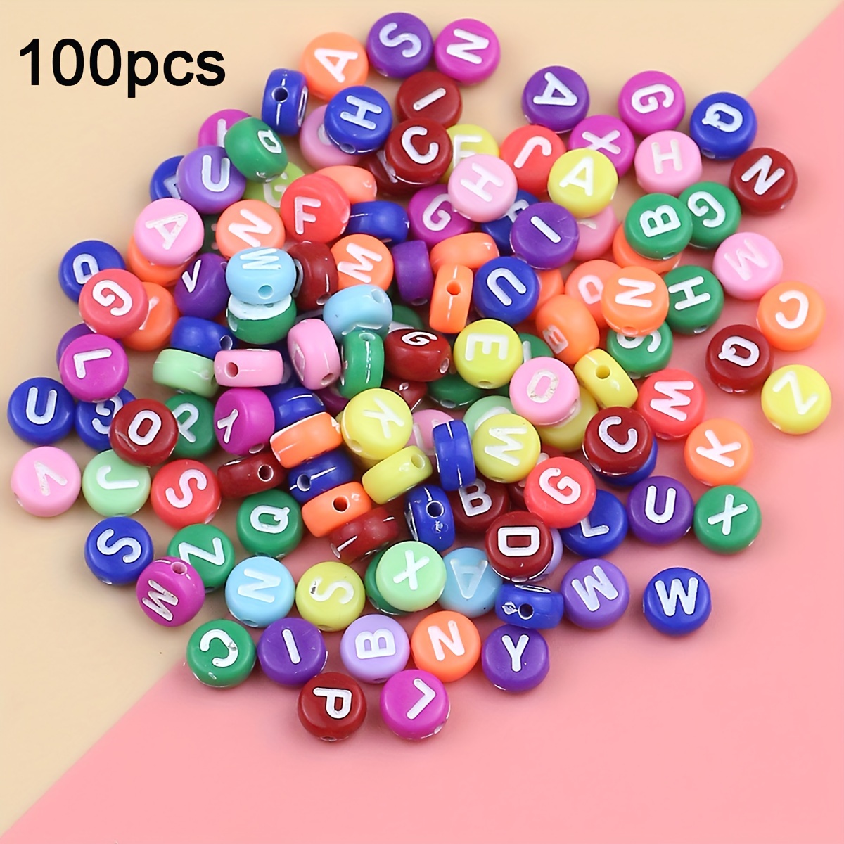 100Pcs Child Acrylic Flat Bead Alphabet Number Beads for Jewelry