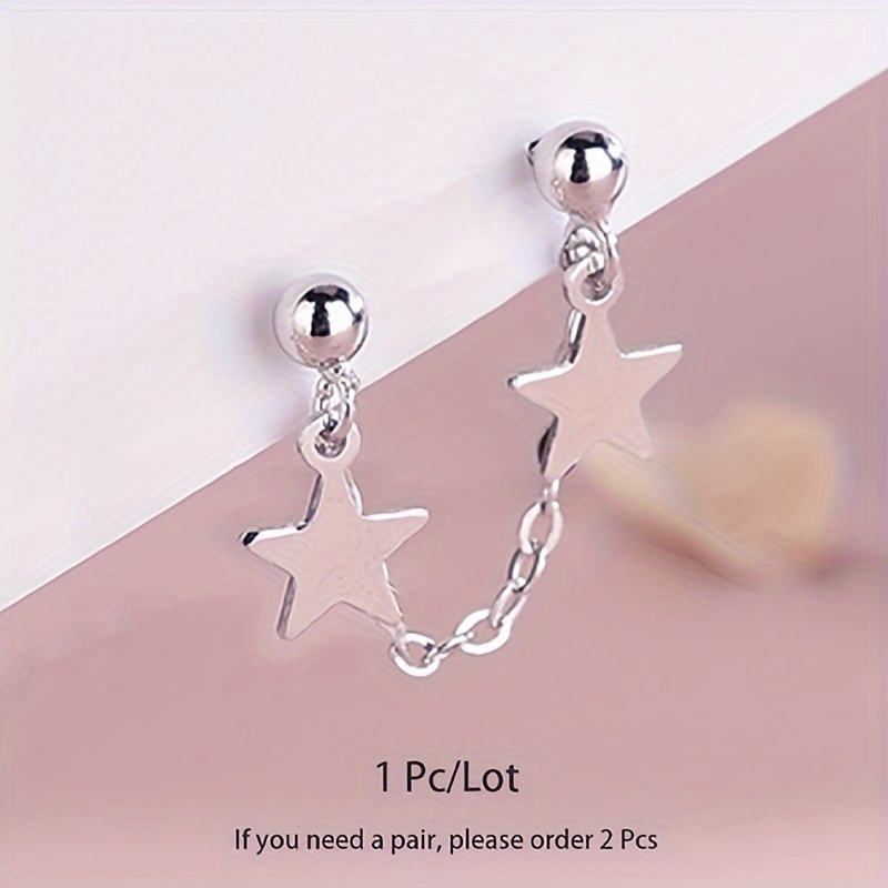 Double Stars Pendant Bajoran Earrings Stainless Steel Chain Dangle Stud