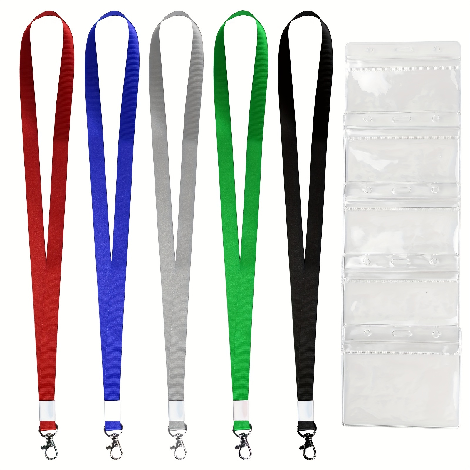 5 Pcs Lanyards With Card Holder For ID Badges, Neck Lanyard Strap Key  Lanyard Bulk Lanyards For Work Badges ID Cards Business Cards Key Rings (5  Color