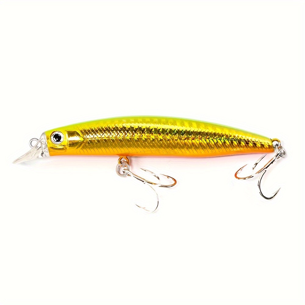 Slow Sinking Minnow Lure Bass Tuna Hard Bait Treble Hook