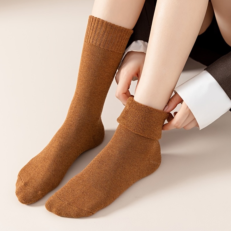 Boot Socks Women Men Solid Color Thermal Socks In Winter - Temu