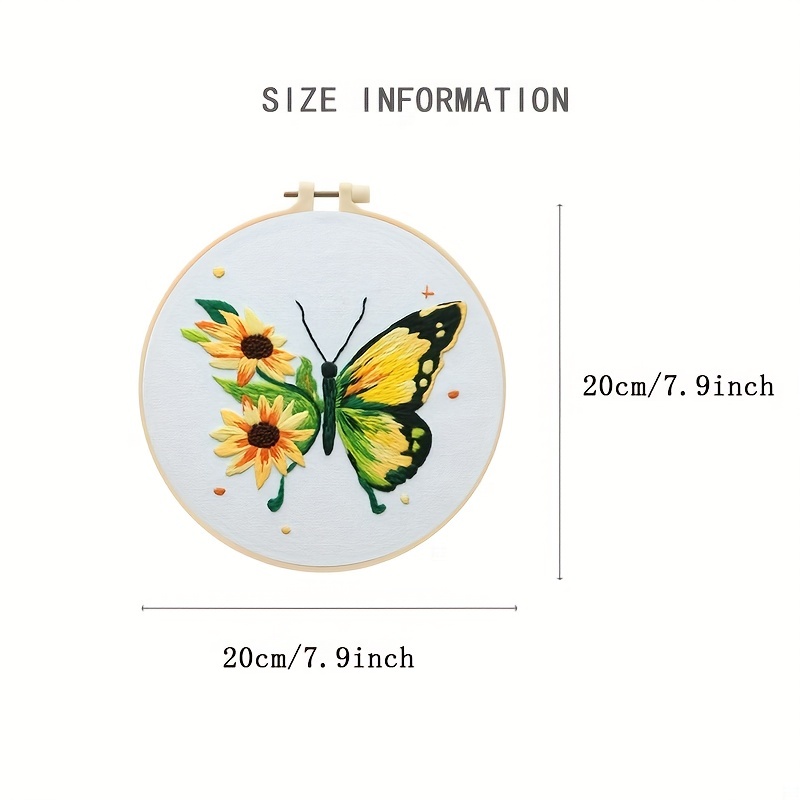 Diy Butterfly Pattern Embroidery Kit Basic Novice Practice - Temu