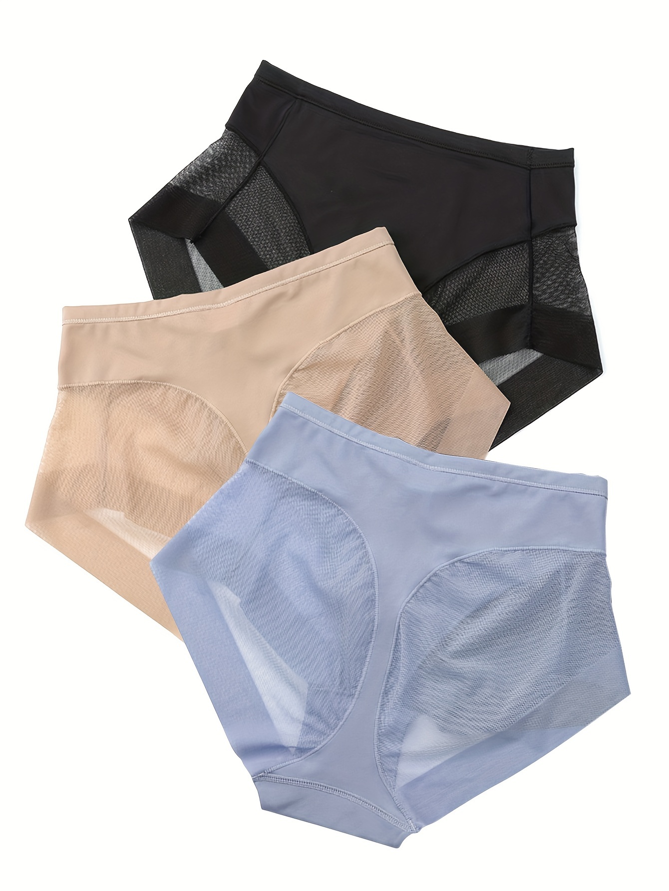 Women's Sheer Striped Mesh Briefs High Spring Comfort Ice Silk Panties Sexy Basics  Underwear Women Cotton (Beige, M) at  Women's Clothing store