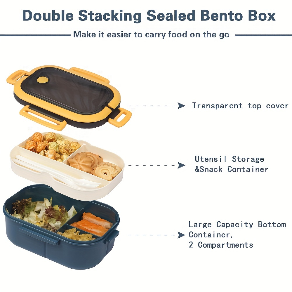 Scatola porta pranzo quadrata con isolamento portatile Divisoriata Studenti  d'ufficio Forno a microonde riscaldato Bento Box, Stile: a un solo strato  (blu)