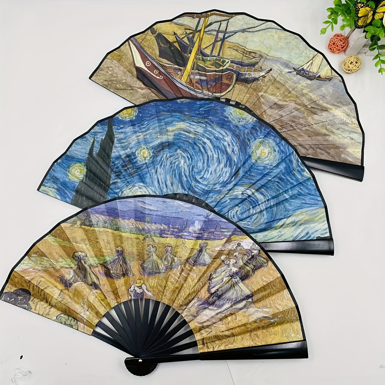 1PC Elegant Printing Hand Fan Landscape Printed Folding Fan Dancing Performance Cheongsam Dressing Accessories details 6