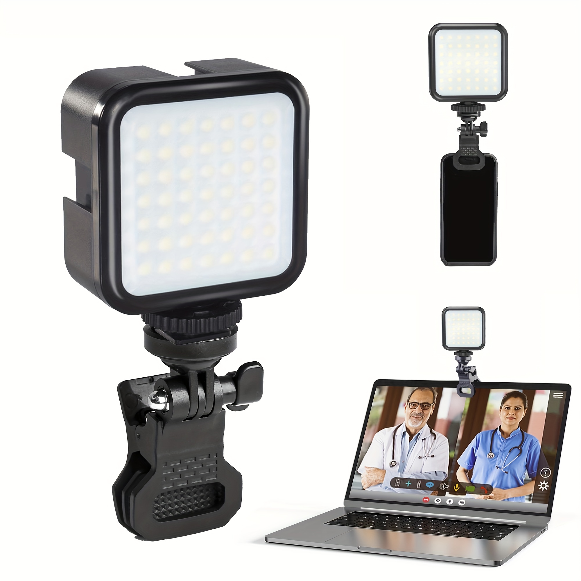 1pc Luz De Selfie, Panel De Luz LED Con Clip, Para  Teléfono/Portátil/Tablet/Computadora, Luz De Cámara Portátil Con Clip  Bicolor, Con 2500-6500K Regul