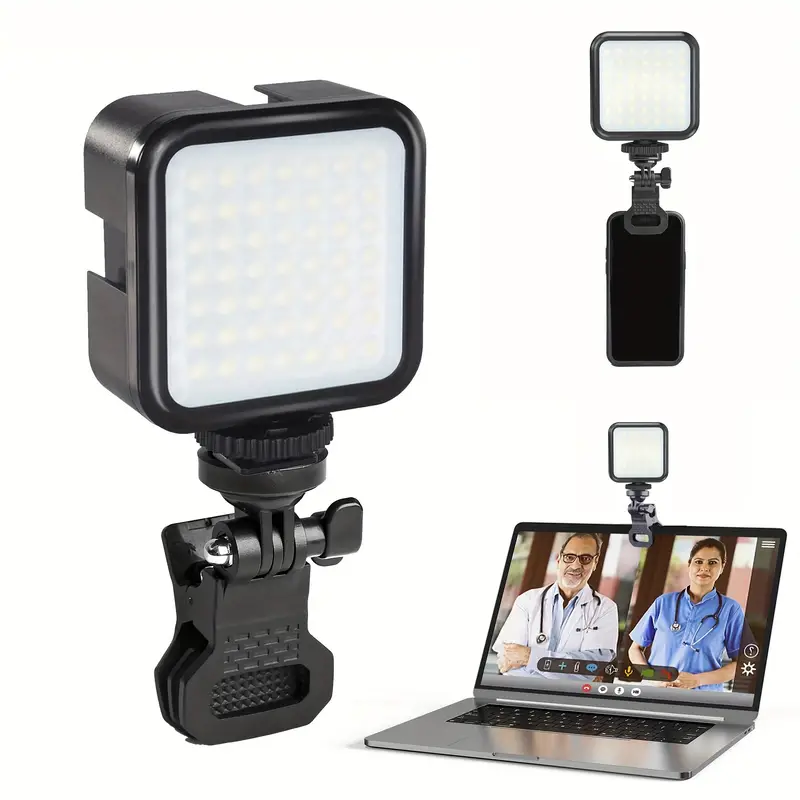 1pc Luz De Selfie, Panel De Luz LED Con Clip, Para  Teléfono/Portátil/Tablet/Computadora, Luz De Cámara Portátil Con Clip  Bicolor, Con 2500-6500K Regul