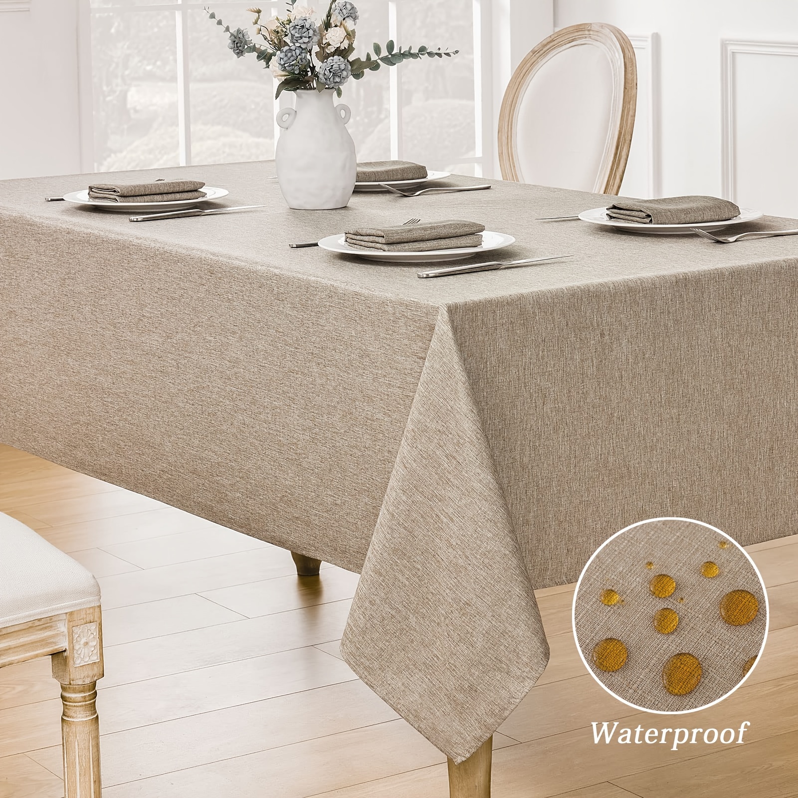 

1pc, Polyester Table Cloth, Camel Tablecloth, Solid Color Fabric Table Cloth, Cotton And Linen Thickened Plain Simple Modern Tablecover, Room Decor