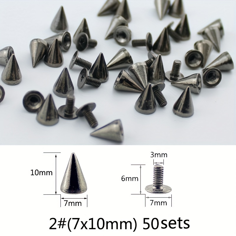 20 Pairs Black Cone Spikes Punk Rivets And Screwback Studs Metal Bullet  Spikes Studs For Clothing DIY Leather Craft