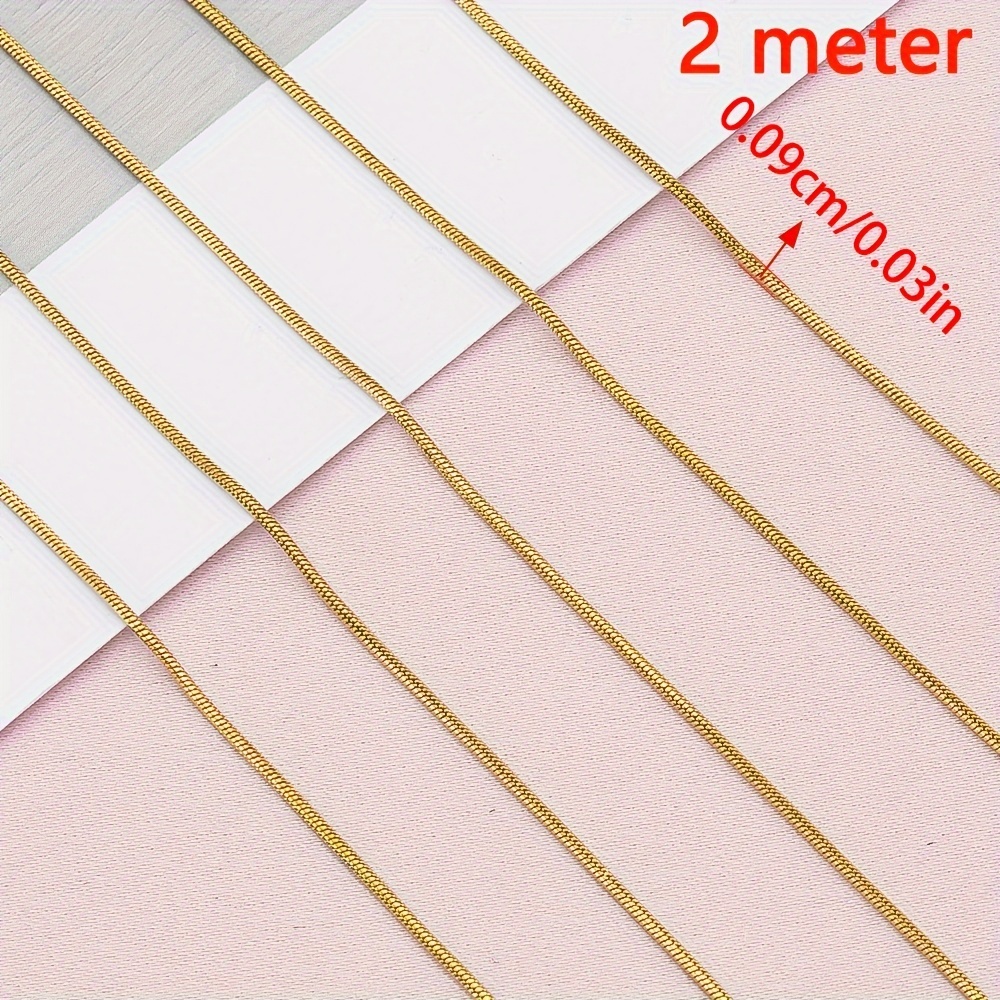 Image of 2 Meters Stainless Steel Chains Thin Bulk Chains For Jewelry Making Women Men Necklace Bracelet Findings Components Wholesale Supplies
