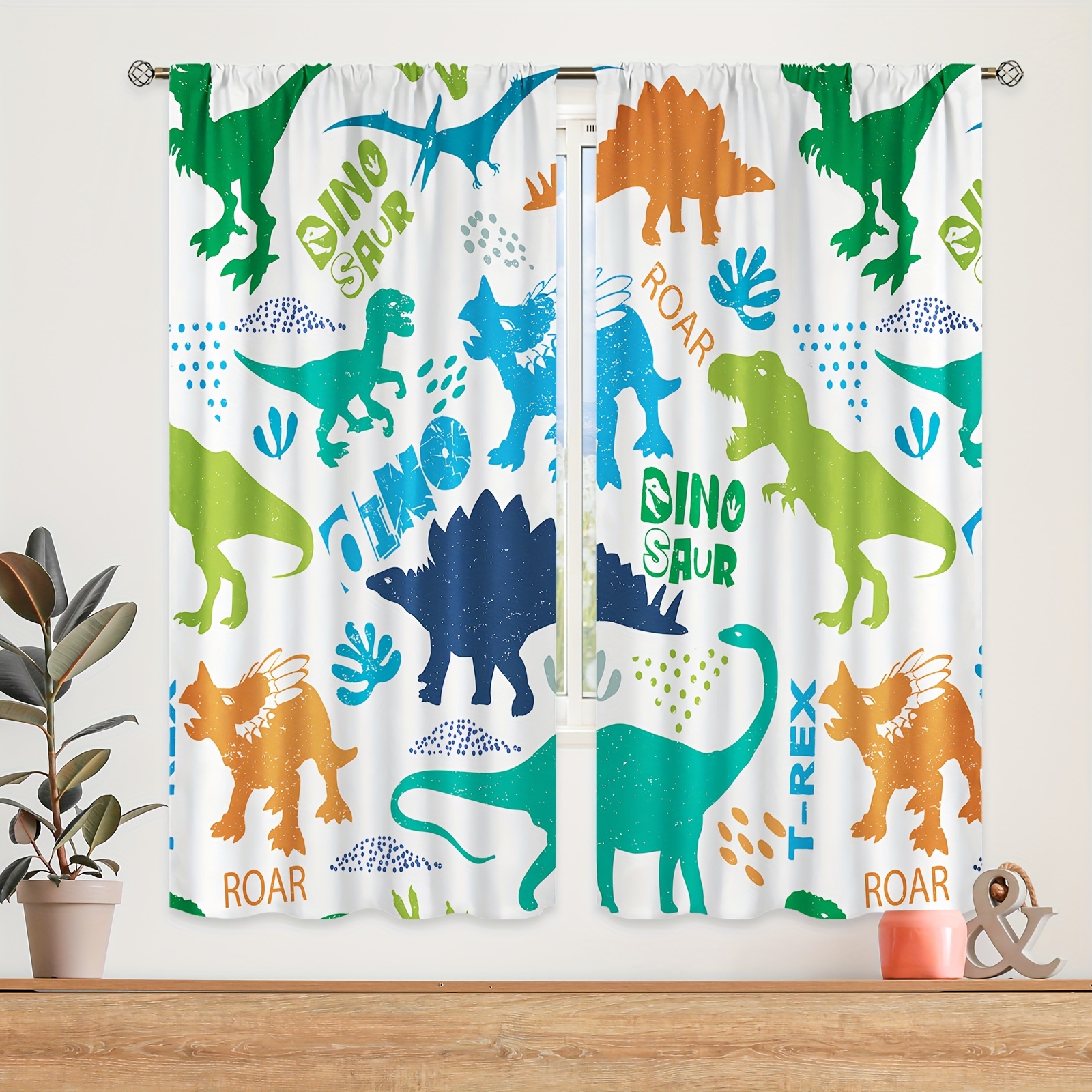 Shower Curtain Jungle Dinosaur Printed Waterproof - Temu