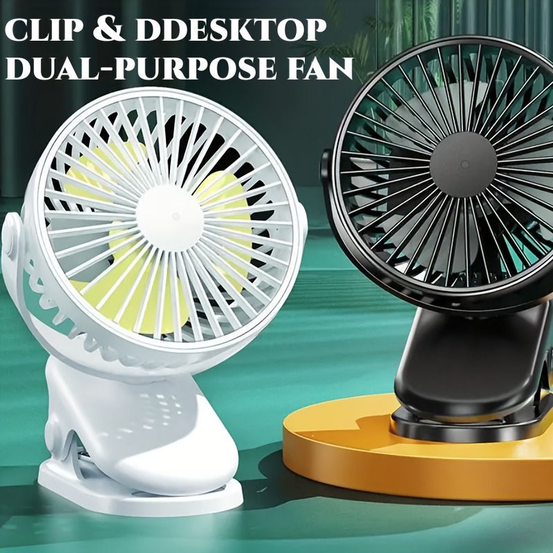 Ventilador con clip USB, ventilador pequeño portátil con cable alimentado,  flujo de aire fuerte de 3 velocidades, con abrazadera resistente, ventilador  de escritorio personal silencioso