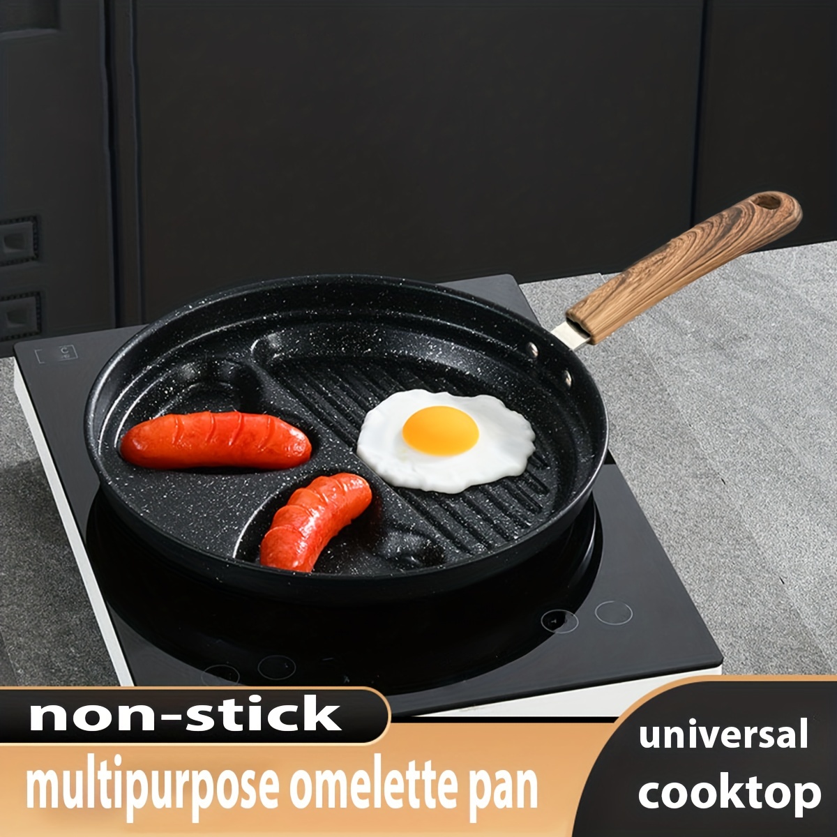 Non-stick Cast Iron Four-hole Pan For Eggs And Frying - Universal