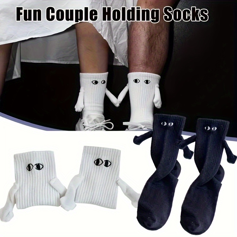 2 pares de calcetines creativos de estilo simple, cómodos, transpirables y  térmicos para hombres que se dan la mano, para invierno y otoño