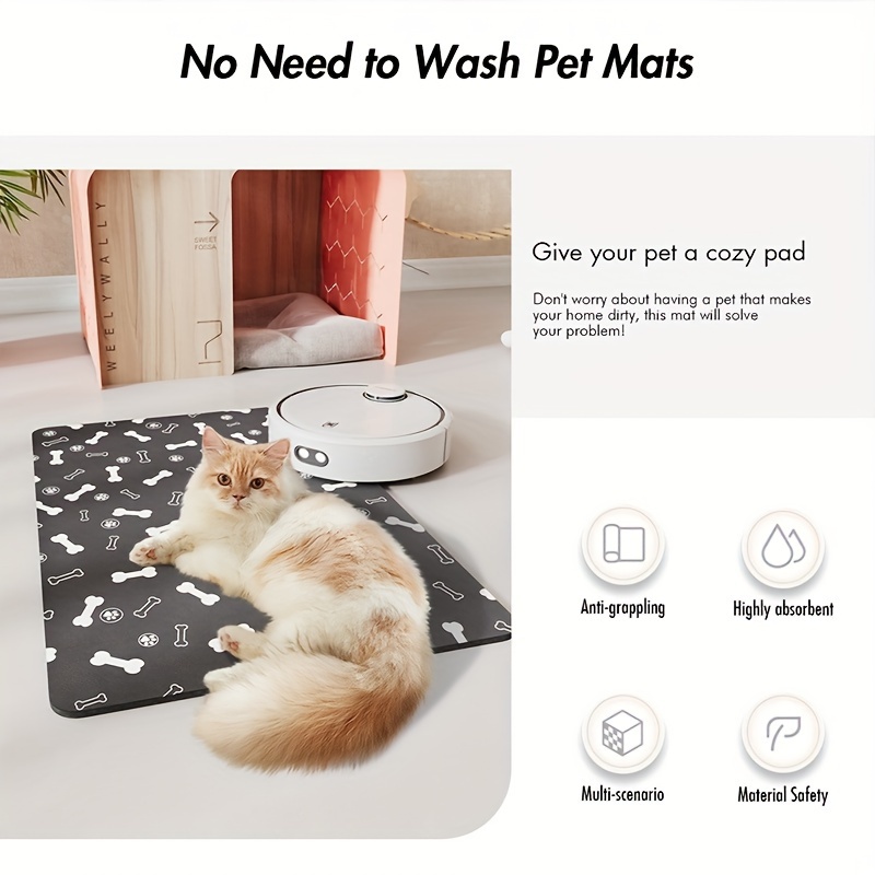 Bone Print Dog Feeding Mat, Super Absorbent Quick Dry Dog Bowl Mat With  Non-slip Rubber Backing, Easy To Clean No Stain Dog Placemat Dog Floor Mat  - Temu