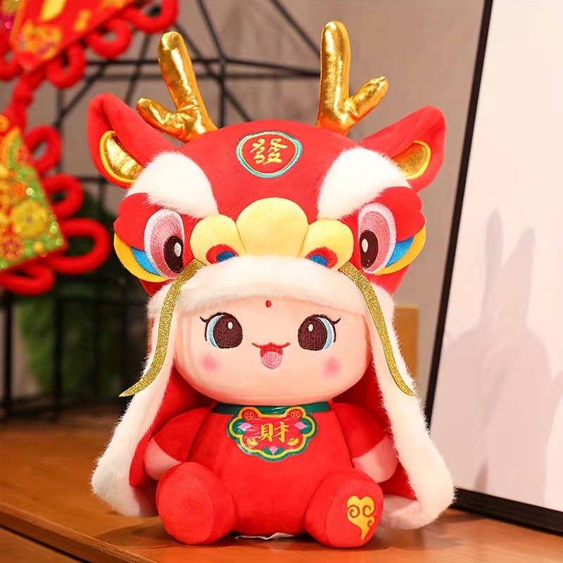 2024 Mascot Cute Red Dragon Stuffed Animal Doll Ornament - Temu