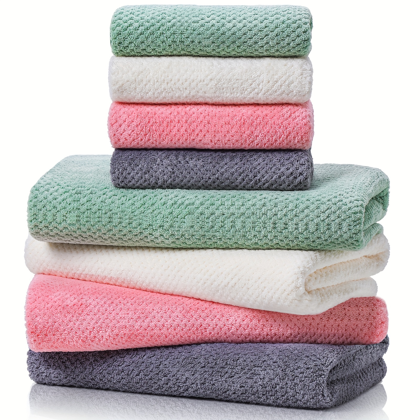  Cosy Family Juego de toallas de microfibra de 8 piezas, 2  toallas de baño, 2 toallas de mano y 4 paños de lavado, toallas ultra  suaves y altamente absorbentes para baño