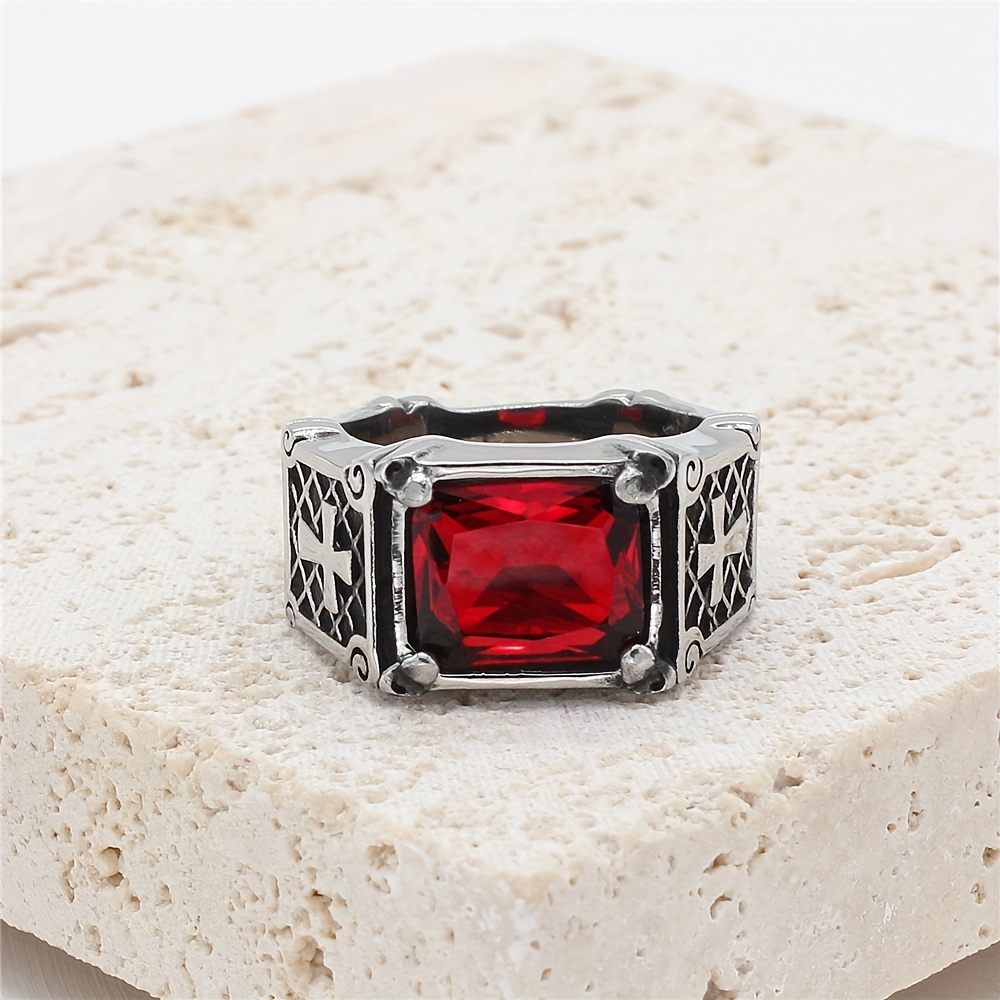 Men's Cross Ring, Hip Hop Stone Open Finger Ring