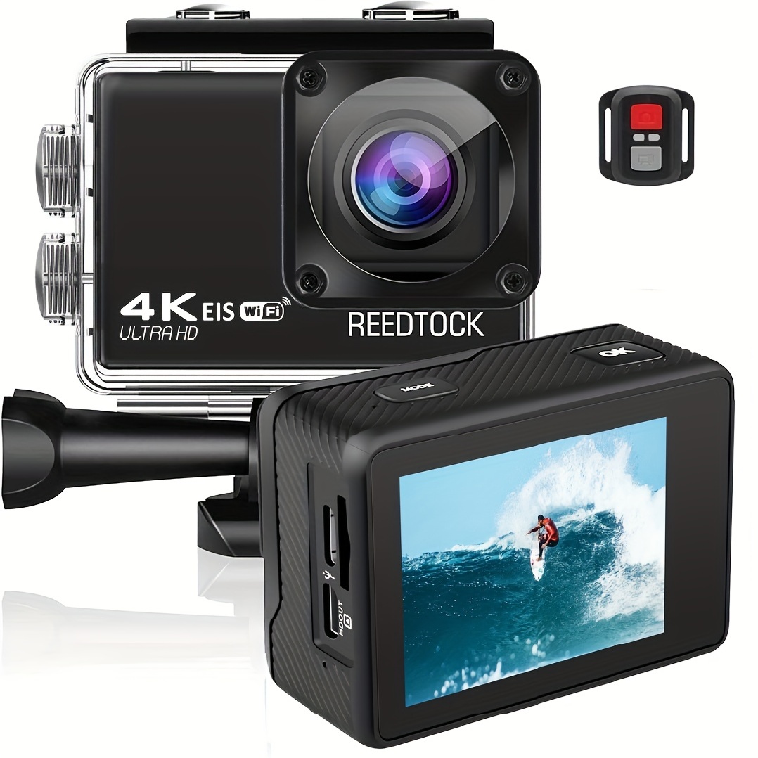 Caméra Sport Étanche 4K - 24MP WiFi Appareil Photo avec Écran Tactile EIS  8X Zoom, Microphone sans