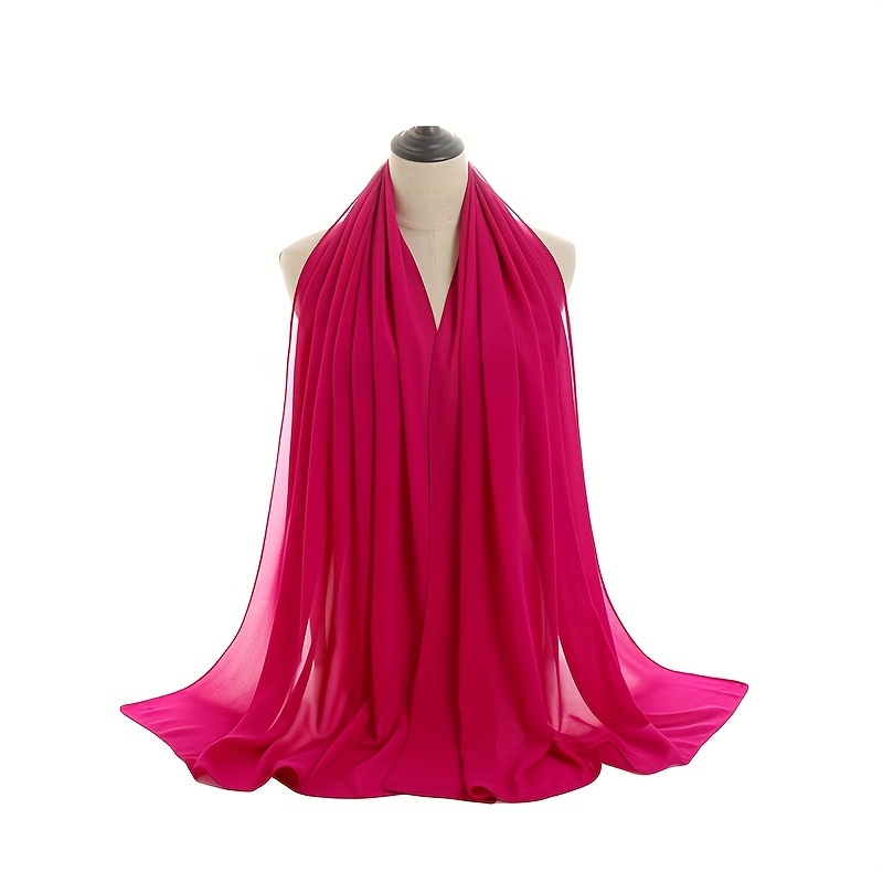 75D Pearl Chiffon Long Scarf Plain Scarf For Men Women