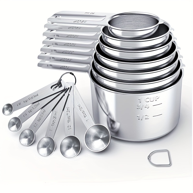 Stainless Steel Measuring Spoons Measuring Cup Set With - Temu