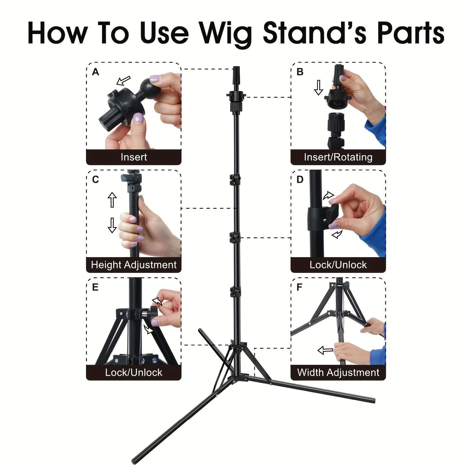 Foldable Mannequin Head Stand Upgrade Adjustable Wig Stand - Temu