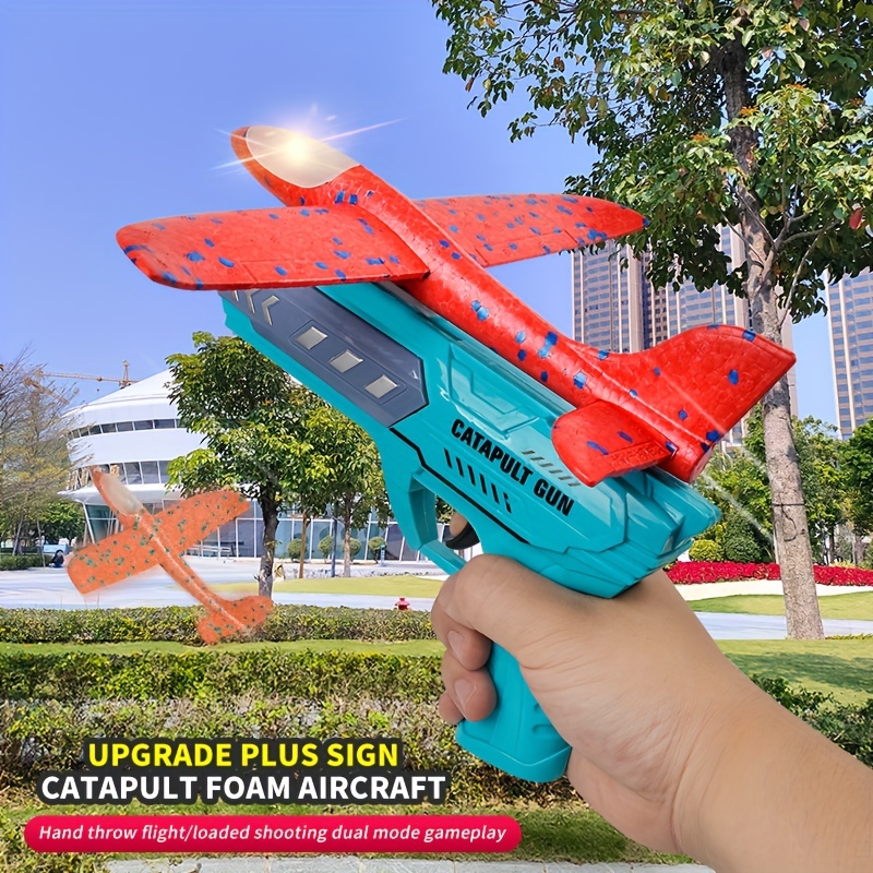  TOY Life Lanzador de avión de juguete de espuma para niños,  paquete de 2 lanzadores de pistola de avión, lanzador de aviones, juguete  de 2 modos de vuelo, juegos de disparo