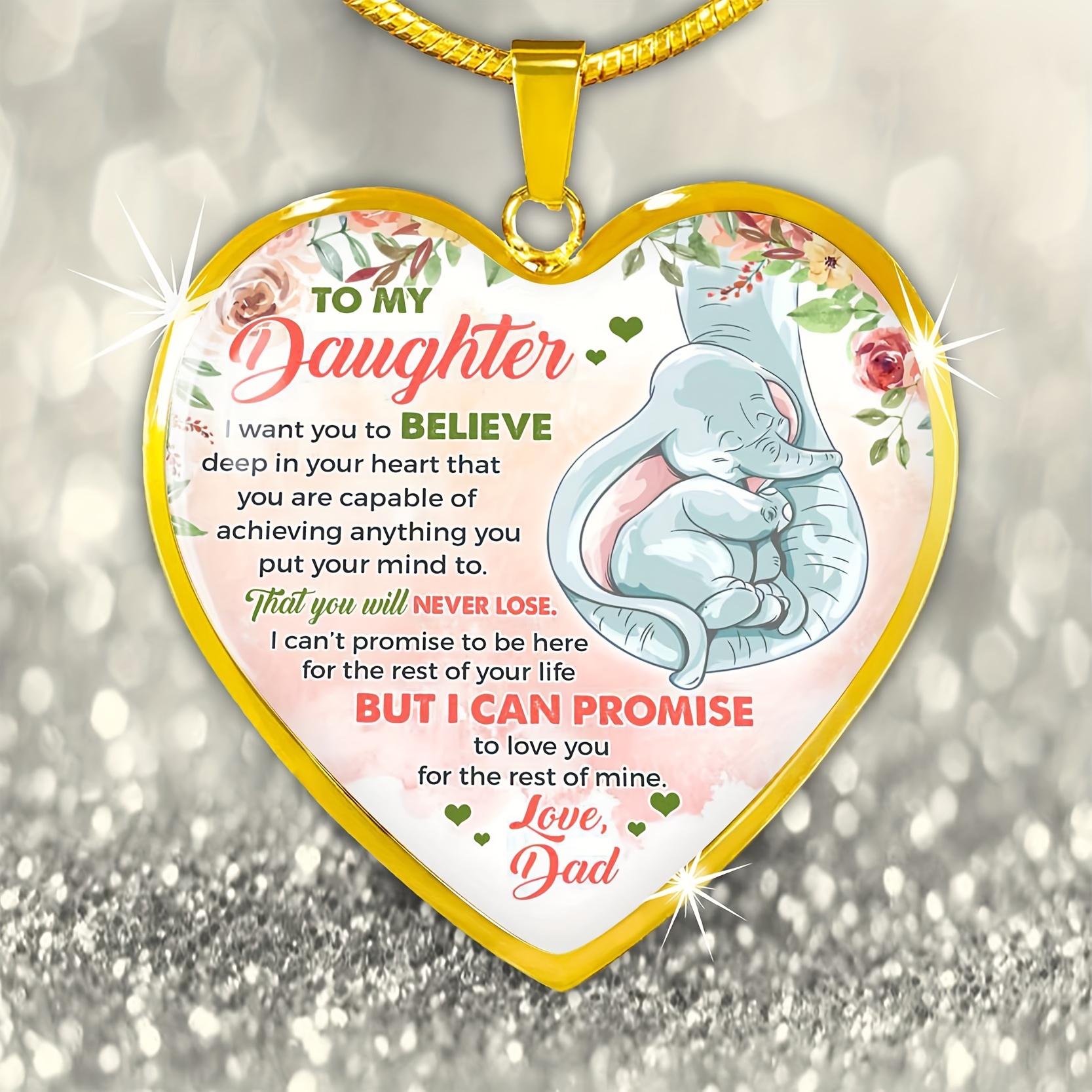 Love Heart Pendant Necklace From Father Mother Christmas