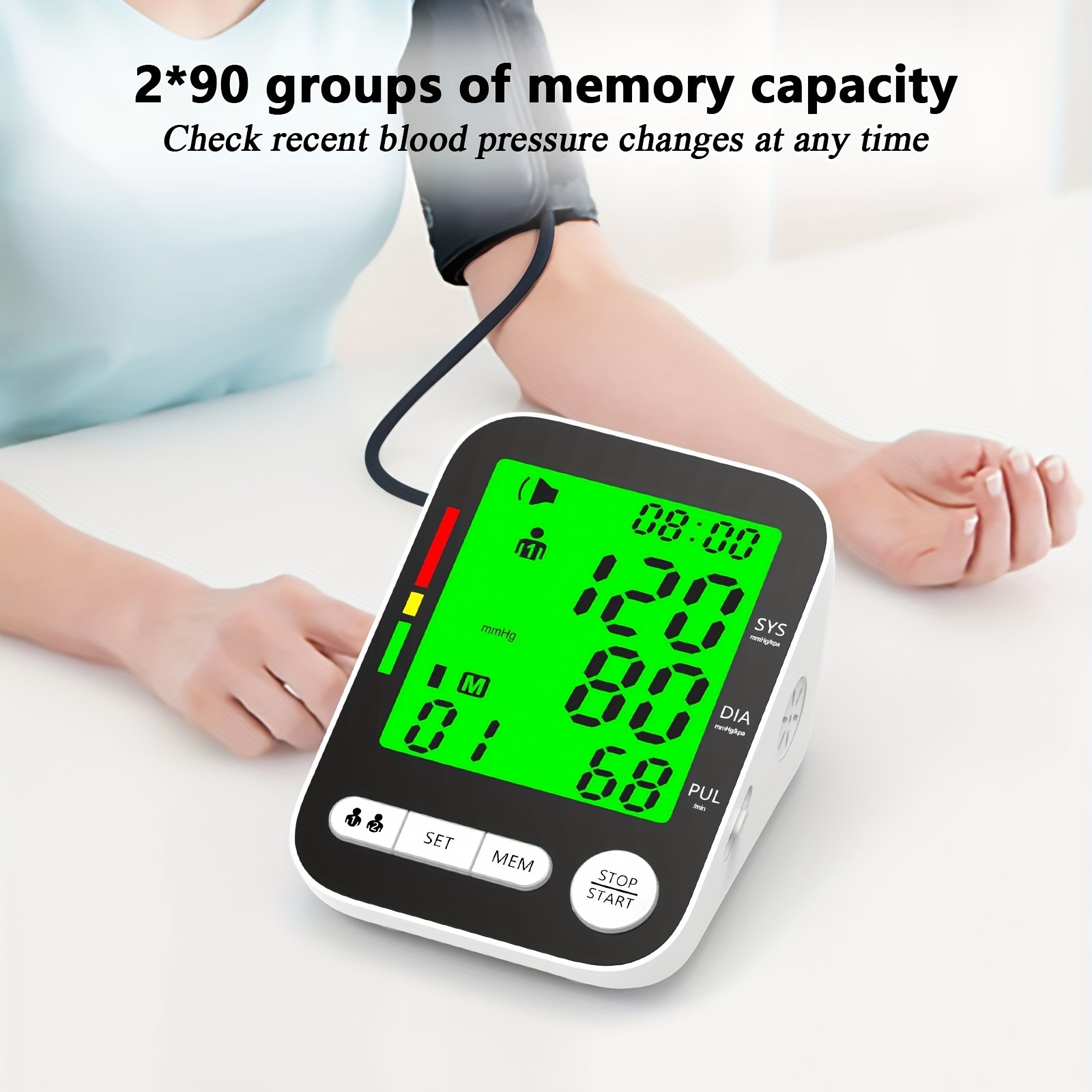 Black Arm Type Fully Automatic Blood Pressure Monitor Lcd - Temu