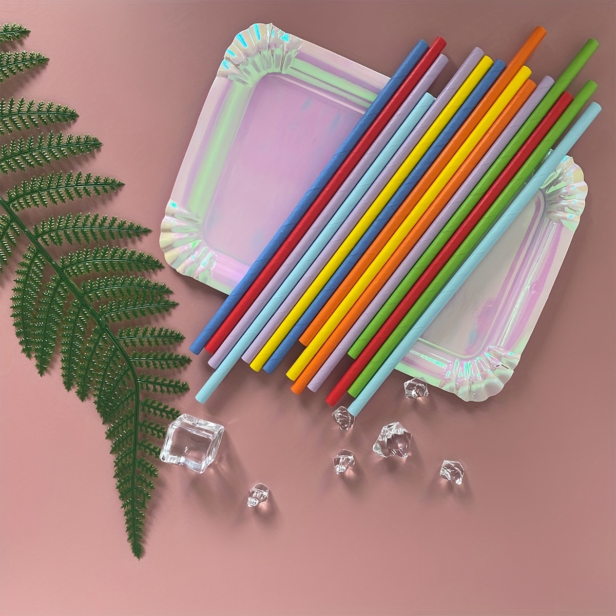 50Pcs Reusable Plastic Straws,Colorful Glitter Straws for 40/30/24