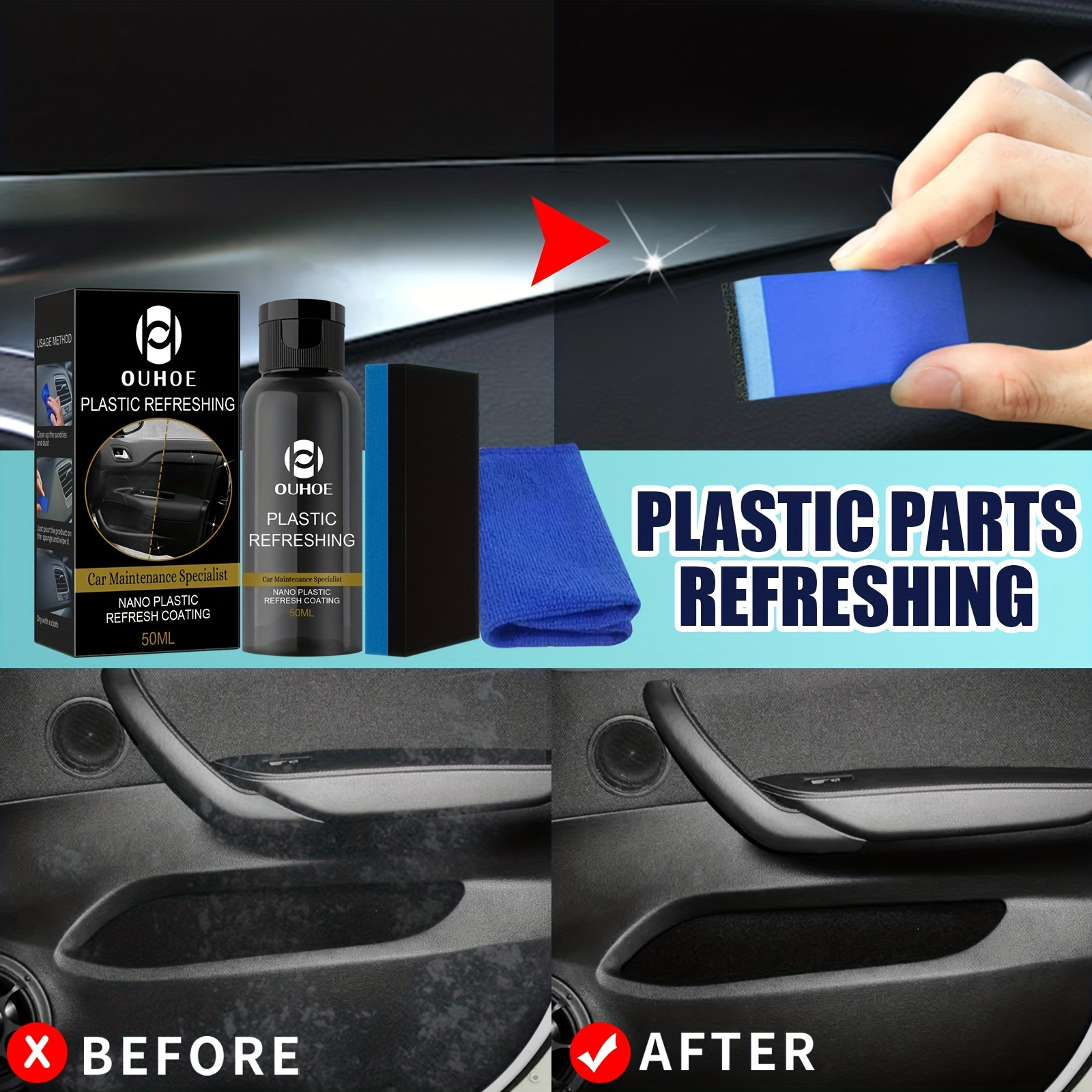 Plastic Restorer for Cars Ceramic Plastic Coating Trim Restore, Resists  Water, UV Rays, Dirt, Ceramic Coating, Not Dressing, Highly Concentrated 