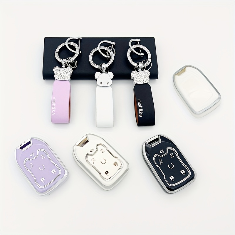 Car Key Fob Cover With Bear Artificial Diamond Keychaincar - Temu