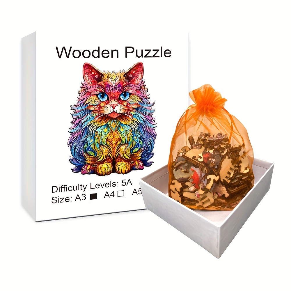 Colorful Cat Puzzle, A Difficult Magic Puzzle Toy. Irregular Animal Shape  Wooden Puzzle Birthday Holiday Christmas Adult Gift Brain Teaser Wooden Toy  - Temu Austria