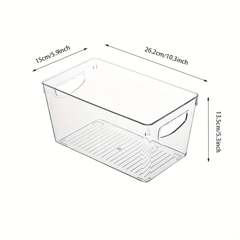 Stackable Plastic Storage Bins With Handle, Transparent Tableware