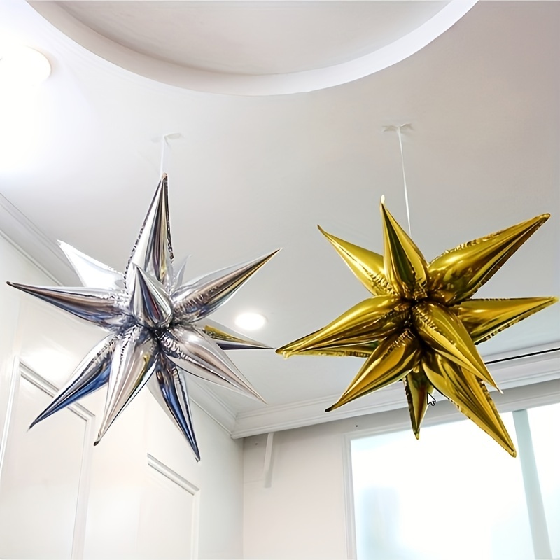 12 Pcs Balloon Excellent Assemble Aluminum Foil Backdrop Point Star Balloon  for Birthday Gold Aluminum Foil