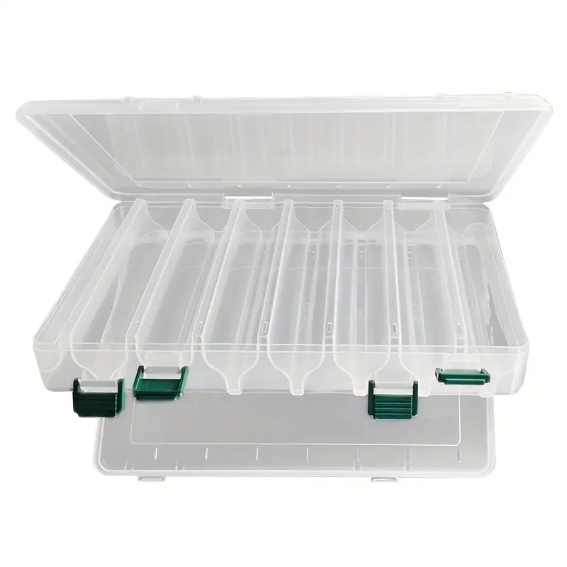 1pc Clear Double Sided Fishing Tackle Boxes, Fishing Lure Organized Case  With 14 Compartments, Fishing Gear