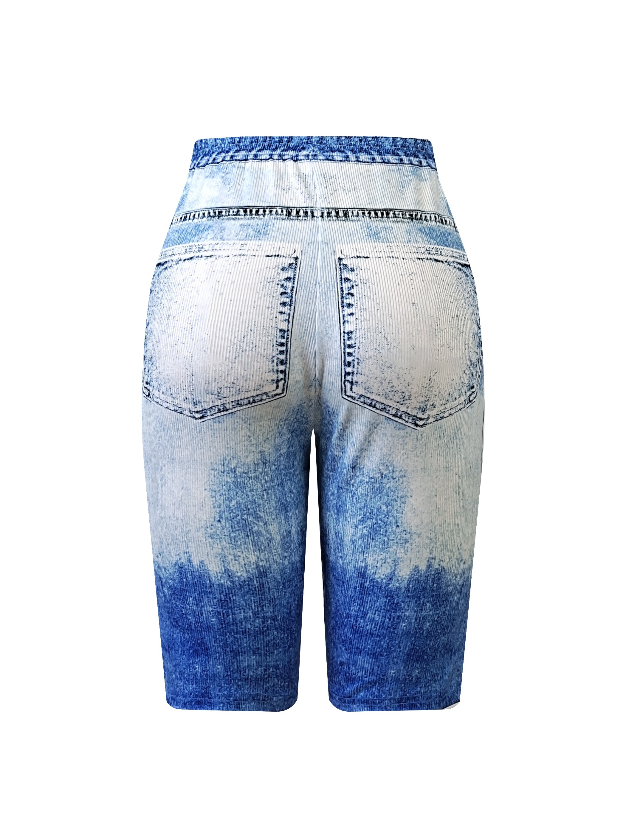 Gradient Denim Yoga Sports Shorts For Women